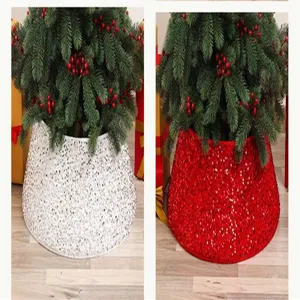 Jupe de sapin de Noël pailletée et collier de base pour décoration de fête de fin d'année