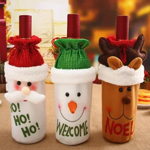 Natale Lavorato A Maglia Bottiglia Di Vino Copertura Babbo Natale Pupazzo Di Neve Borsa