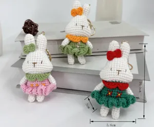 Handgefertigt Häkeln Hase Schlüsselanhänger süß gestrickt Kaninchen Tasche Anhänger Set