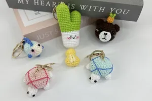 Handcrafted crochet animal and plant keychains cute wool bag charms aesthetic crochet pendant accessories