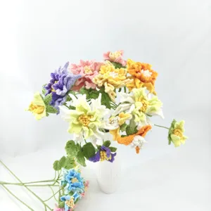 Bouquet de fleurs de pivoine au crochet fait main arrangement floral en fil coloré