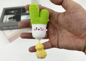 Handmade crochet cute plant keychain bag charm plush pendant knitted accessory cute design