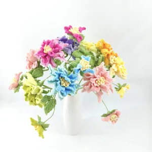Bouquet de fleurs au crochet fait main pivoine en laine artificielle pour belle décoration maison