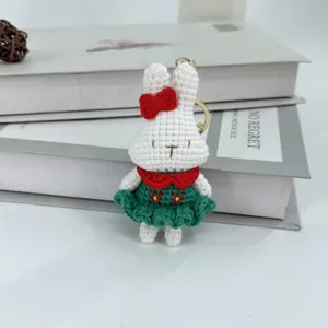 Handgemachte Häkelhase Schlüsselanhänger süßes Strick Kaninchen Tasche Anhänger für Damen
