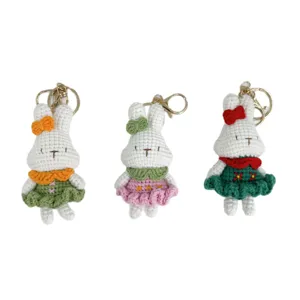 Handgemachte Häkelhase Schlüsselanhänger süße gestrickte Kaninchen Taschenanhänger 3er-Set