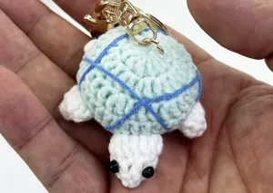 Handmade crochet knitted marine animal turtle whale keychain cute bag charm accessory detail