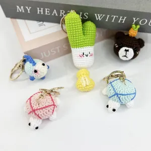 Handmade Crochet Plush Animal Keychain Cute Cartoon Bag Charm Phone Accessory Gift
