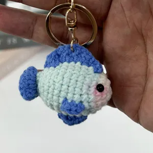Handmade crochet whale keychain cute yarn animal bag pendant creative gift accessory