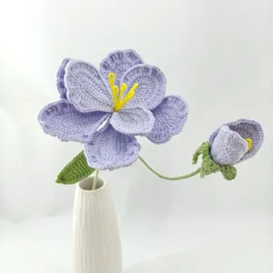 Handmade crochet Chinese bellflower knitted flower bouquet detail view for home decor gift