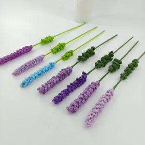 Handmade crochet lavender bouquet artificial flower home decor gift knit floral arrangement