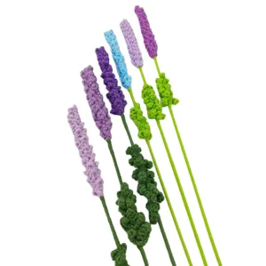 Handmade crochet lavender flower bouquet knitted artificial floral gift for home decor