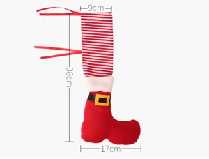 Kerst stoel been hoes rood gestreept kerstman laars tafel voet protector feestelijk