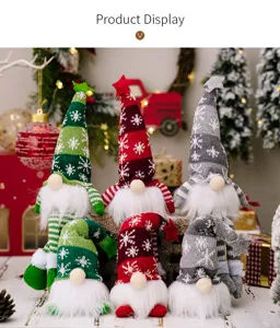 Christmas gnome faceless doll plush toy with knitted snowflake hat holiday home decor