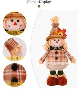 Thanksgiving scarecrow doll with sunflower maple leaf harvest autumn decoration for home