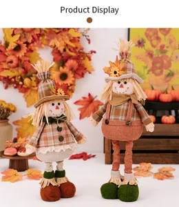 Thanksgiving autumn scarecrow doll home decoration sunflower maple leaf standing ornament