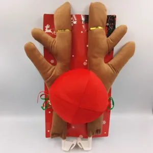 Weihnachten Rentiergeweih Auto Dekoration Set mit roter Plueschnase fuer Feiertag Fahrzeug