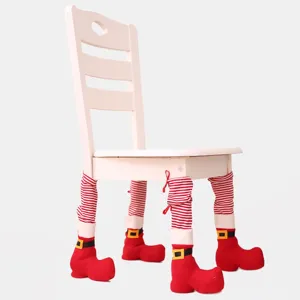 Kerst stoel poot hoezen rood wit gestreepte elf laarzen vloer beschermers decor