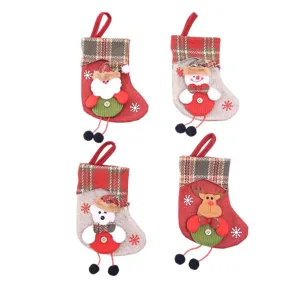 Calze di Natale da appendere con gambe pendenti, decorazioni festive per sacchetti regalo.