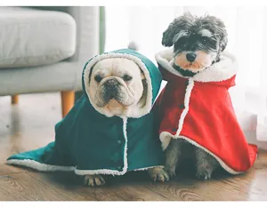 Graziosa mantella per cani e gatti, calda coperta invernale in pile con cappuccio.