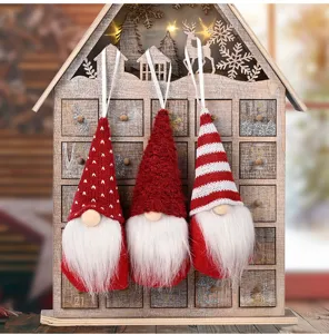 Ornamento appeso di gnomo di Natale bambola senza volto decoro festivo con calendario