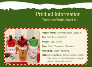 Set di coperture per bottiglie di vino di Natale Babbo Natale Pupazzo di neve decorazione