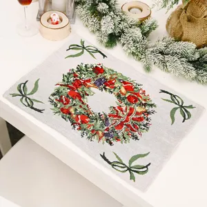 Kerst placemat geweven tafelmat vakantie krans eettafel decoratie kussen mooi fijn