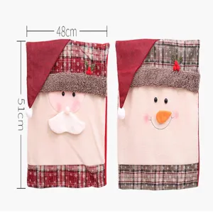 Christmas chair cover set featuring cute Santa and snowman design, 48x51cm festive decor.
