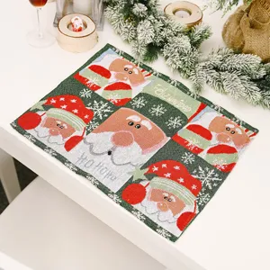 Kerst gebreide placemat feestelijke kerstman tafelmat hittebestendige eettafel