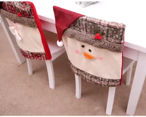 Christmas chair covers set snowman and santa festive home dining room decor fabric details
