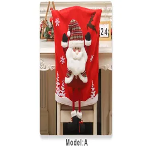 Christmas Santa Claus chair cover with 3D cartoon design and long legs for holiday decor.