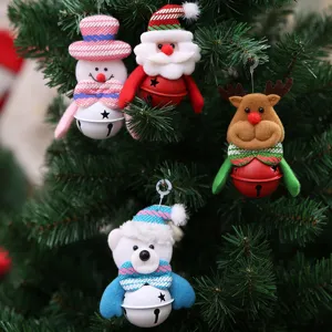 Ornements suspendus pour sapin de Noël mignon peluche père Noël bonhomme de neige renne ours cloche