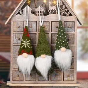 Natale lavorato a maglia gnomo senza volto ciondolo set decorazioni appese albero