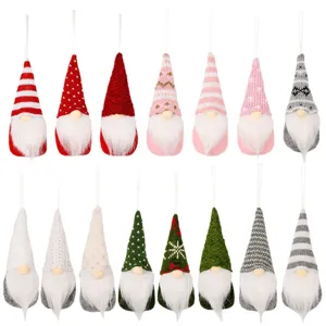 Ornamenti sospesi in peluche di gnomo di Natale, 15 stili bambola senza volto decoro per albero.