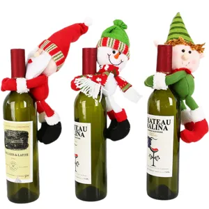 Set copri bottiglia di vino natalizio simpatico peluche babbo natale pupazzo di neve folletto