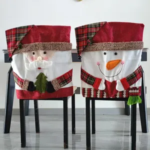 Housse de chaise de Noel ensemble pere noel et bonhomme de neige decoration interieure