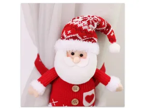 Adorable attache-rideau Père Noël en tissu tricoté décoration maison pour fenêtre.