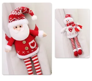 Noel poupee tricotee boucle de rideau longues jambes cartoon noel bonhomme de neige deco