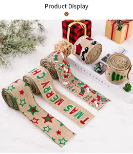 Weihnachts-Juteband Set mit festlichen Mustern wie Sternen und Bäumen für Geschenkverpackung