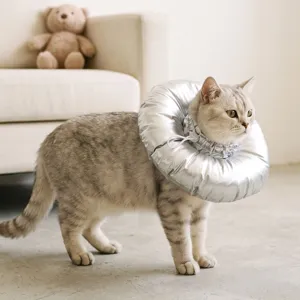 Reflective Metallic Pet Elizabethan Collar Cat Recovery Soft Cone Adjustable Anti-Licking Wound Healing Protective Neck Cone