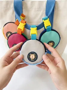 Round pet waste bag holder, colorful leather portable dog treat pouch with quick release buckle.