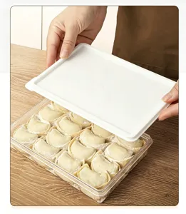 Transparente Plastik Teigtaschen Aufbewahrungsbox mit weissem Deckel fuer Kuehlschrank.