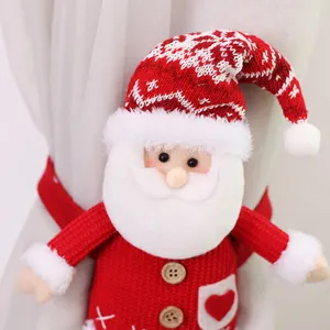 Attache Rideau Père Noël de Noël Tricoté Peluche Décoration de Fenêtre Décoratif
