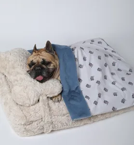 Cozy plush pet blanket and sleeping bag with soft fleece for dogs and cats autumn winter warm