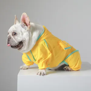 Imperméable pour Chien de Compagnie Imperméable Corps Entier à Capuche Veste de Pluie pour Petits Chiens Moyens Bouledogue Français