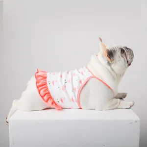 Cute flamingo print pet dog dress summer thin sling vest for french bulldog puppy clothes
