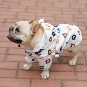 Imperméable pour Chien Imperméable Mignon Imprimé Animal Dessin Animé Vêtements pour Animaux de Compagnie avec Capuche pour Petits Chiens Chiot Veste de Pluie