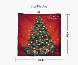 Federe per cuscino quadrato natalizio 46x46cm flanella rossa albero di Natale copricuscino