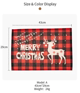 Christmas buffalo plaid placemat red and black table mat holiday dining decor 43x29cm