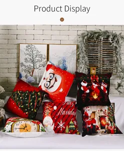 Natale federa cuscino decorativa flanella cartone animato Babbo Natale quadrato federa