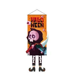 Halloween drapeau suspendu bannière mignon faucheur squelette fête décoration porte murale deco